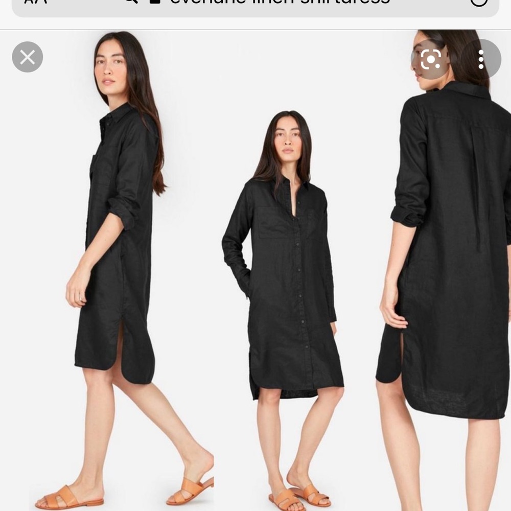 Everlane Black linen shirtdress size 6 never worn.